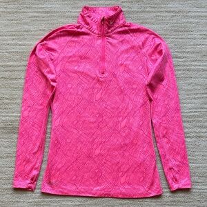 EUC Nike Pro Combat 1/4  Zip Therma-Fit Pullover Fitted DriFit Pink Scribble Med